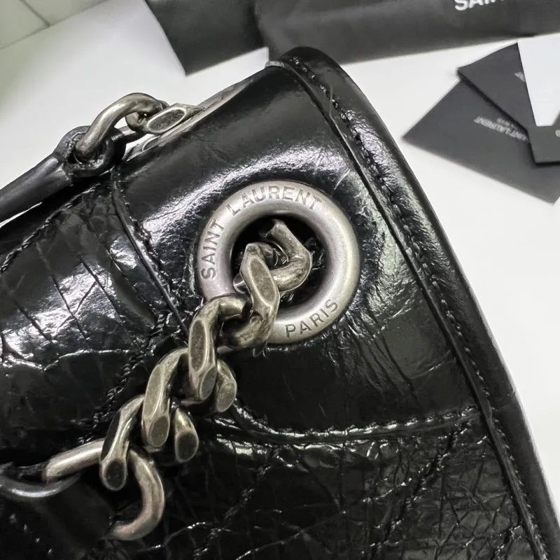 Saint Laurent Black Leather Top Handle Handbag 562 - Image 6