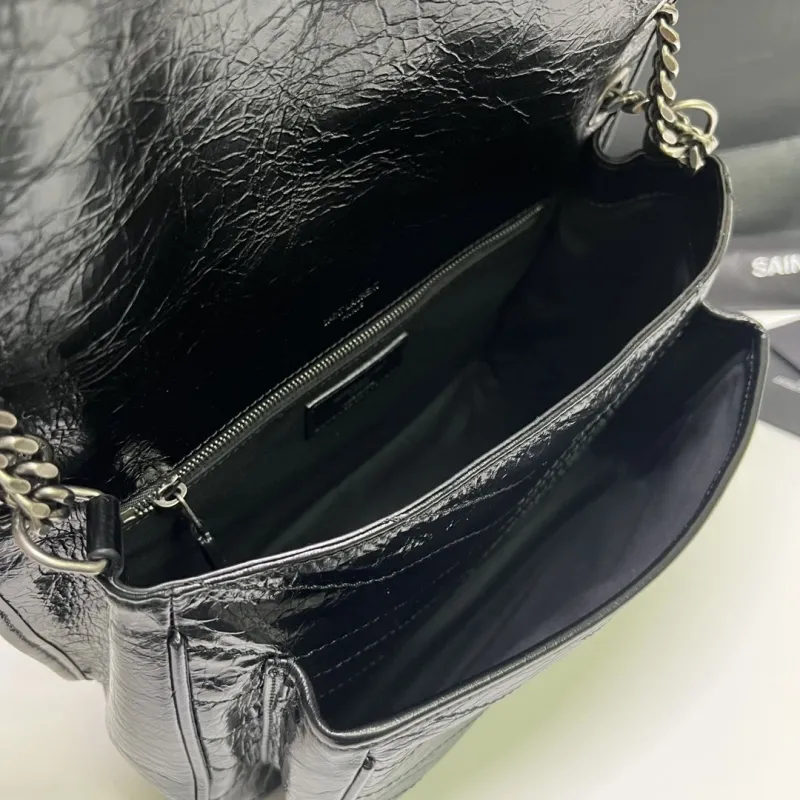 Saint Laurent Black Leather Top Handle Handbag 562 - Image 7