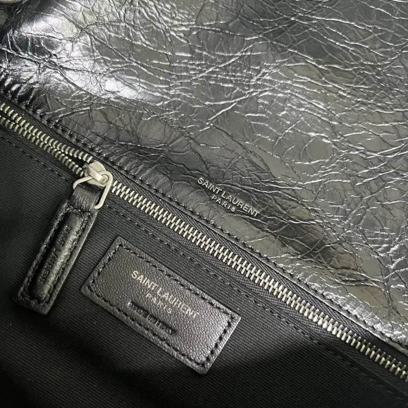 Saint Laurent Black Leather Top Handle Handbag 562 - Image 8