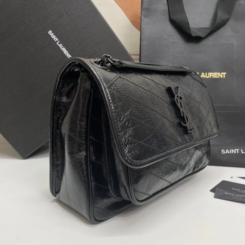 Saint Laurent Black Leather Shoulder Bag 563 - Image 3