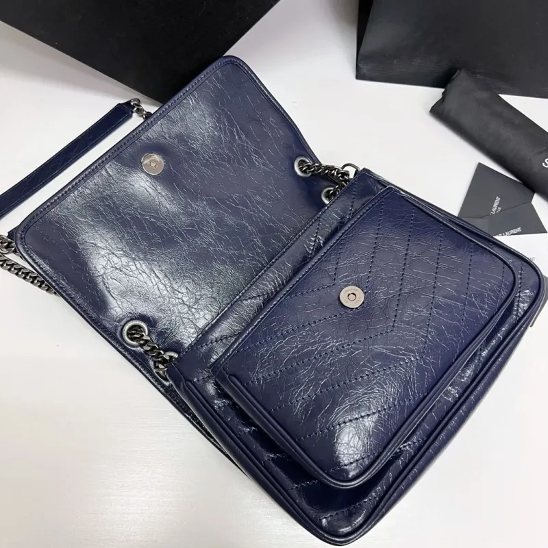 Saint Laurent Dark Blue Top Handle Bag 564 - Image 6