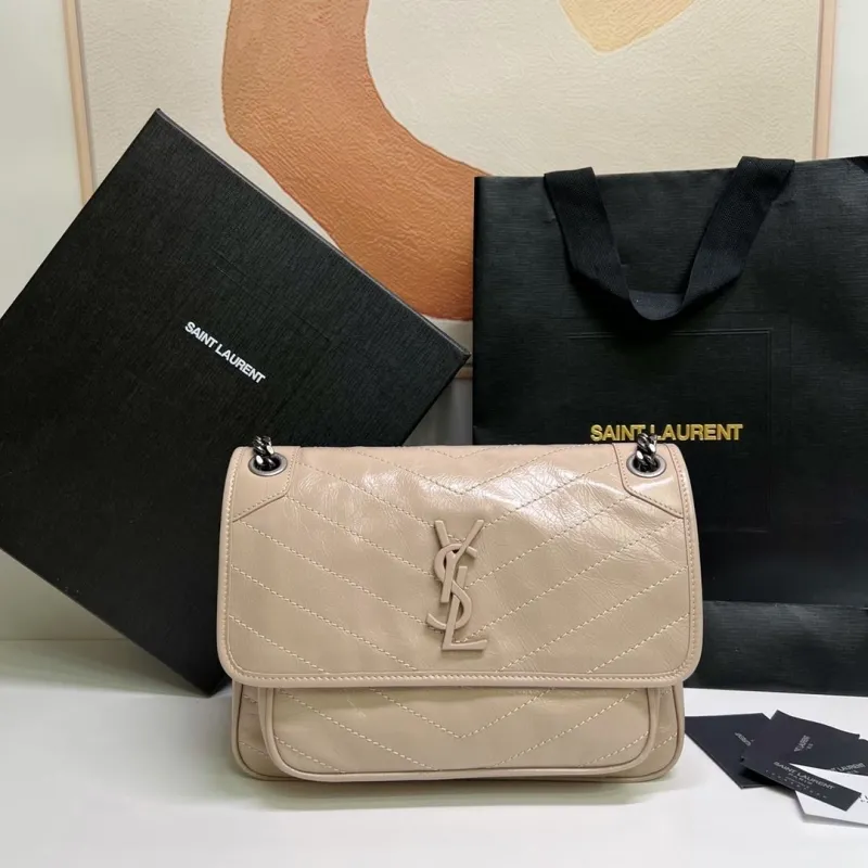 Saint Laurent Beige Leather Handbag 565
