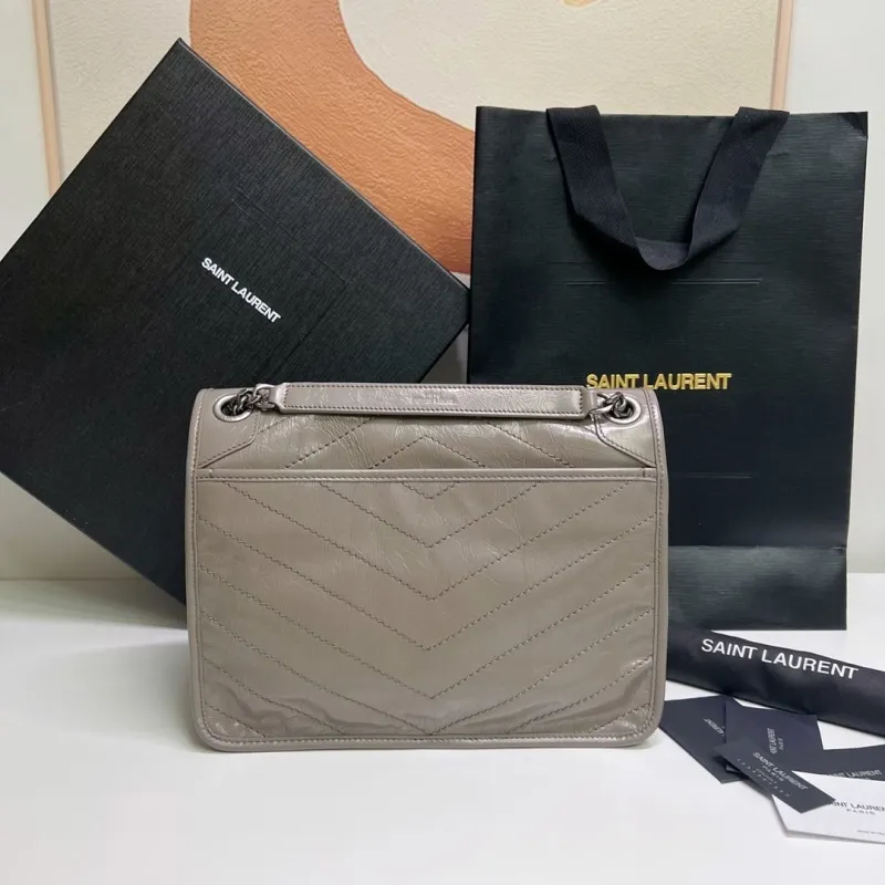 Alternative view of YSL Gray Top Handle Leather Bag 566