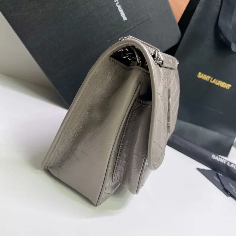 YSL Gray Top Handle Leather Bag 566 - Image 3