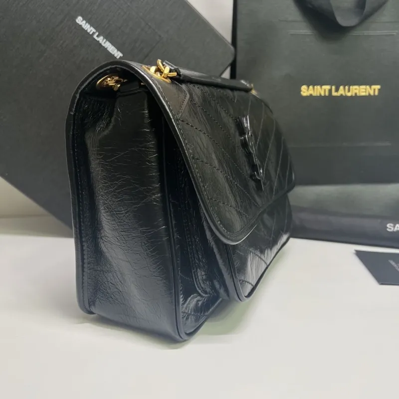 YSL Black Leather Top Handle Bag - Image 3