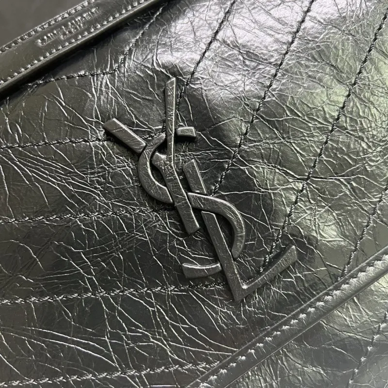 YSL Black Leather Top Handle Bag - Image 4