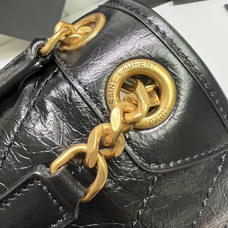 YSL Black Leather Top Handle Bag - Image 5