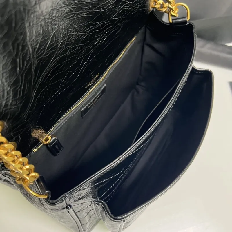 YSL Black Leather Top Handle Bag - Image 6