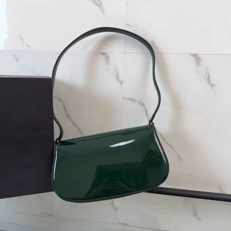 Alternative view of YSL Dark Green Patent Leather Shoulder Bag 571