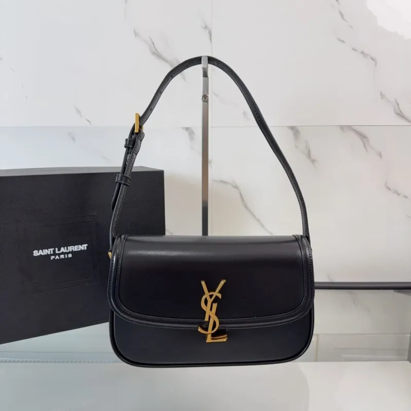 YSL Black Leather Shoulder Bag 572