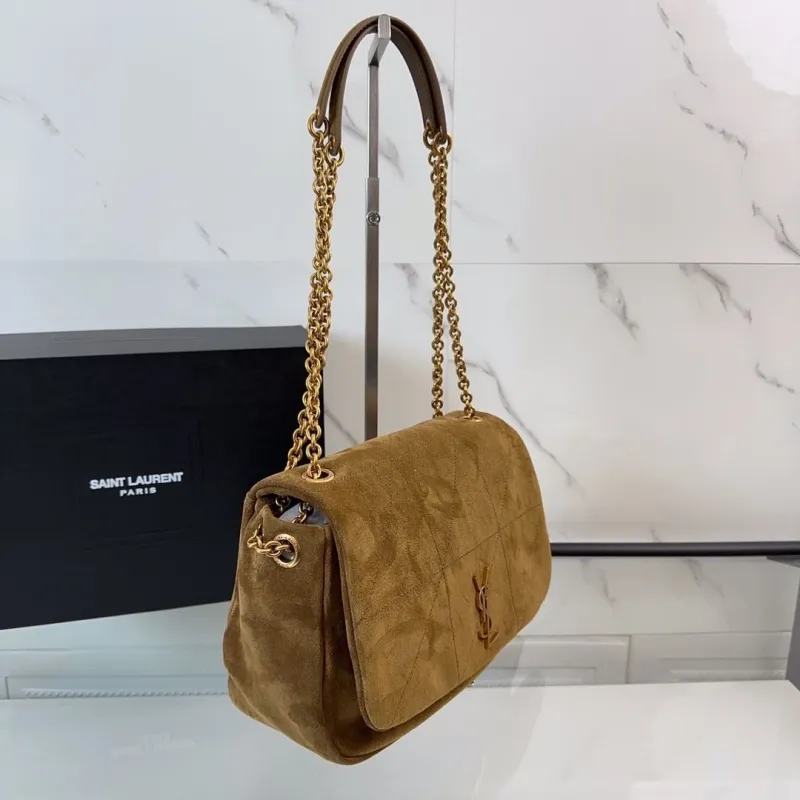 YSL Brown Suede Chain Shoulder Bag 574 - Image 3