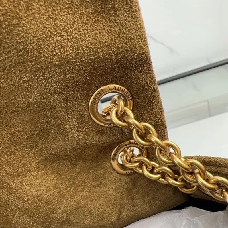 YSL Brown Suede Chain Shoulder Bag 574 - Image 8