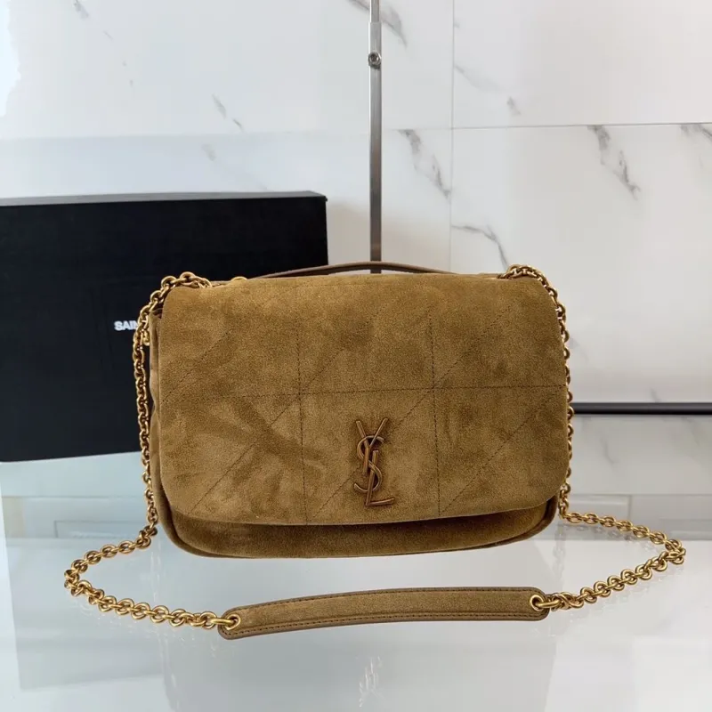YSL Brown Suede Chain Shoulder Bag 574 - Image 9