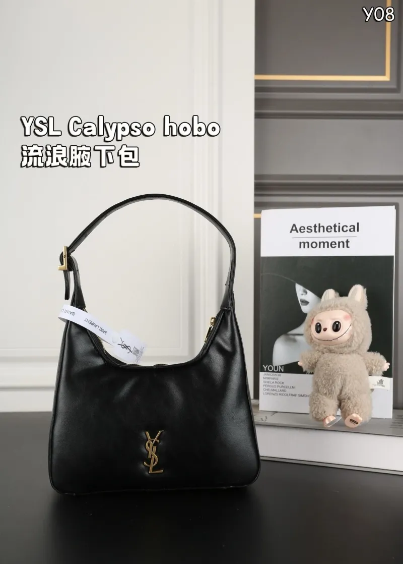 YSL Black Calypso Hobo Bag