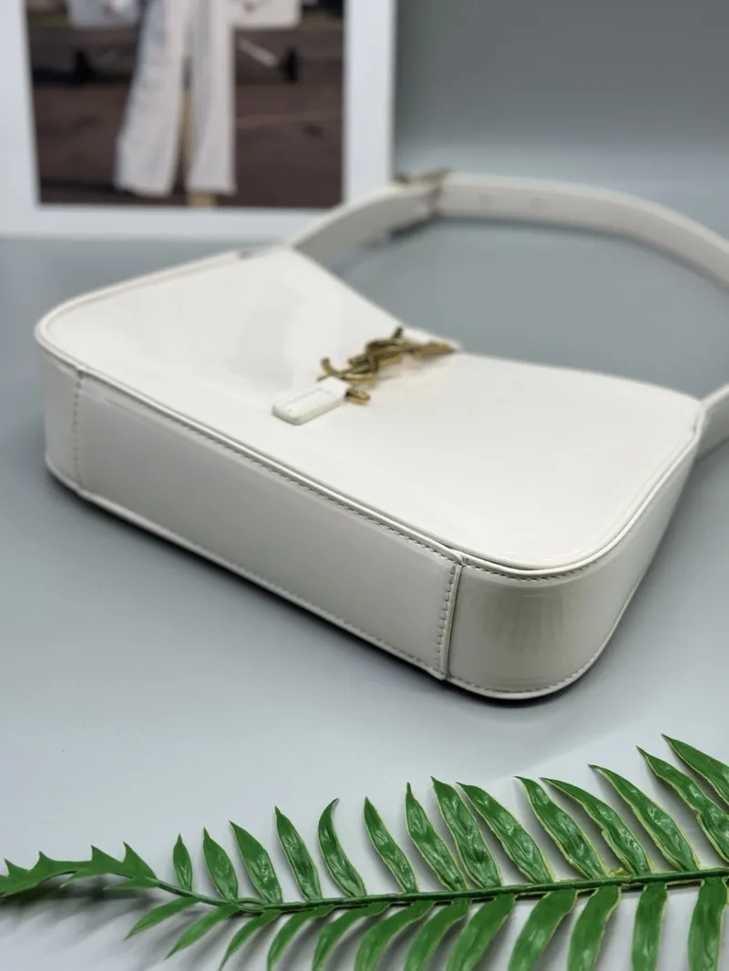 YSL White Patent Leather Shoulder Bag 577 - Image 3