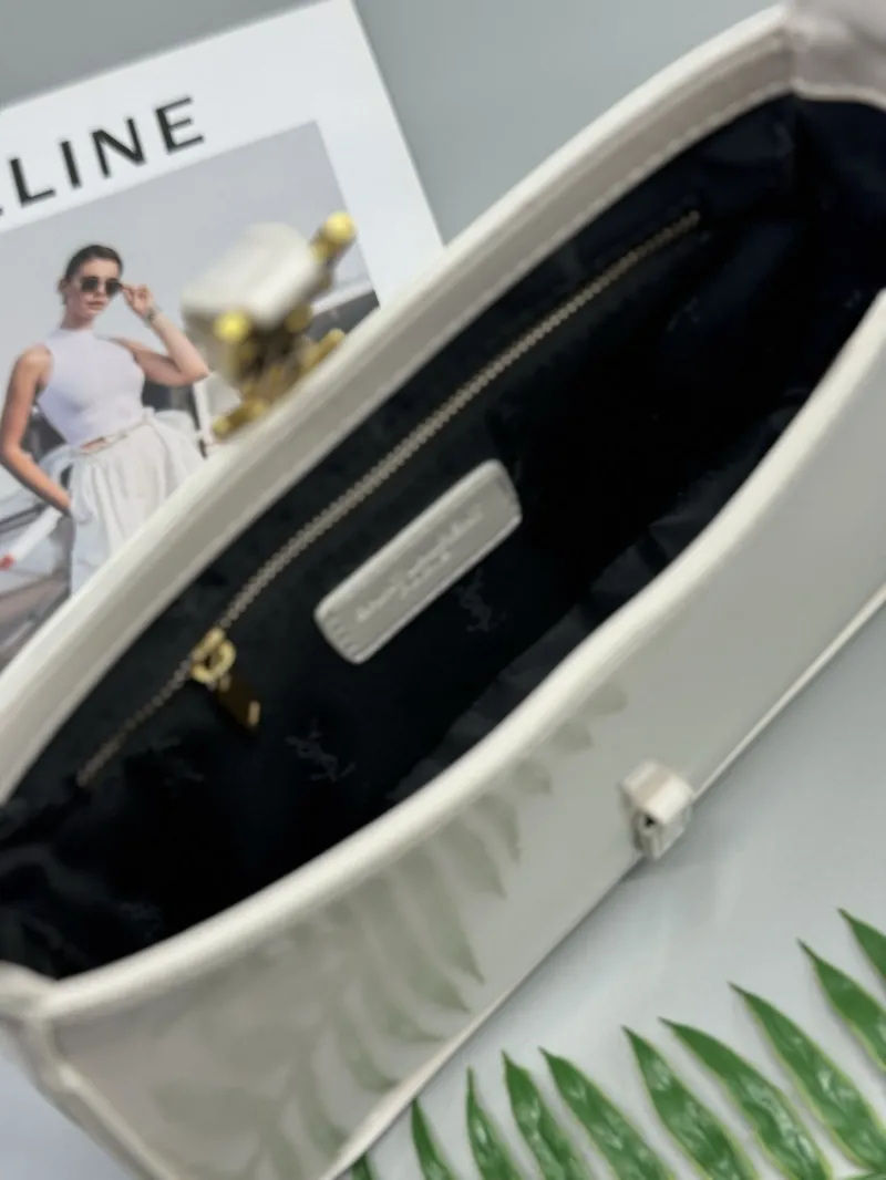 YSL White Patent Leather Shoulder Bag 577 - Image 5