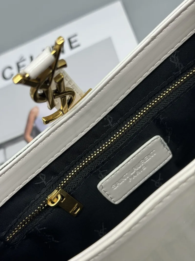YSL White Patent Leather Shoulder Bag 577 - Image 6