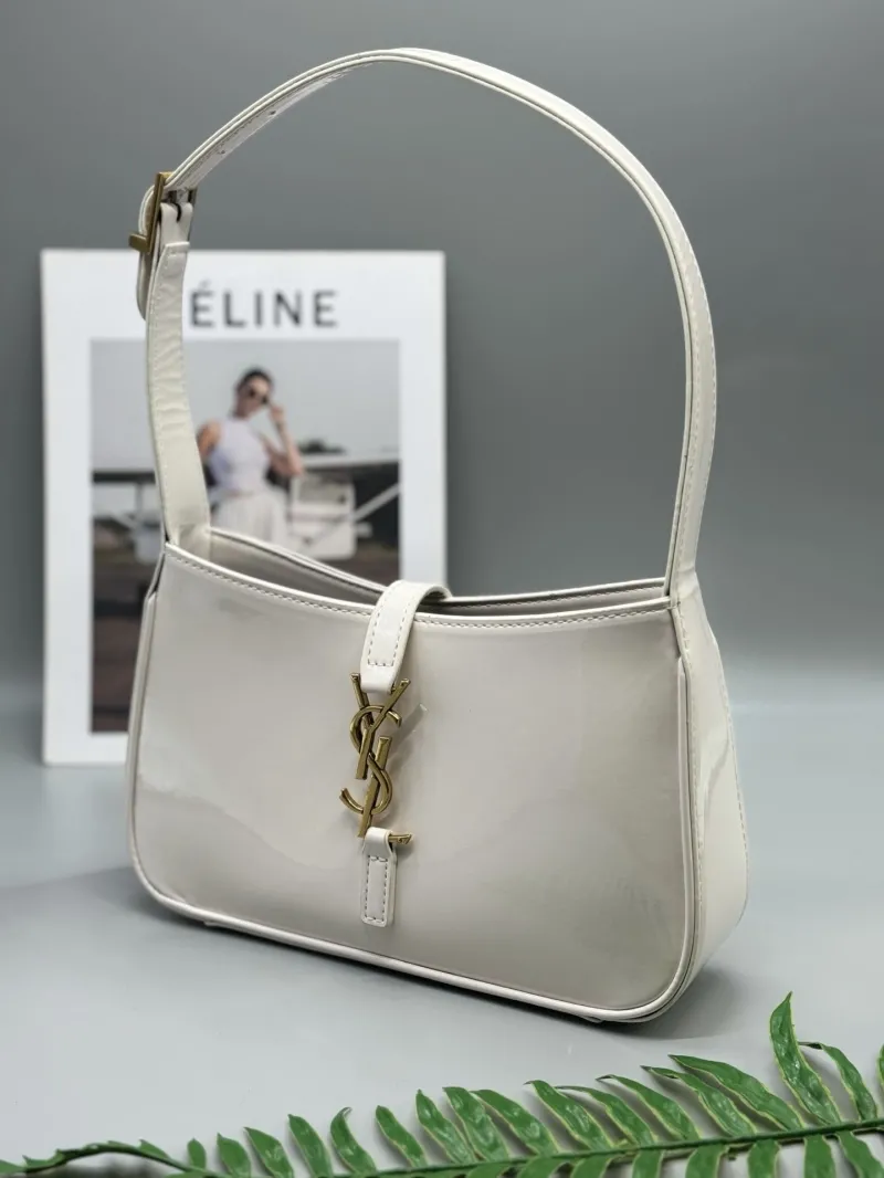 YSL White Patent Leather Shoulder Bag 577 - Image 8