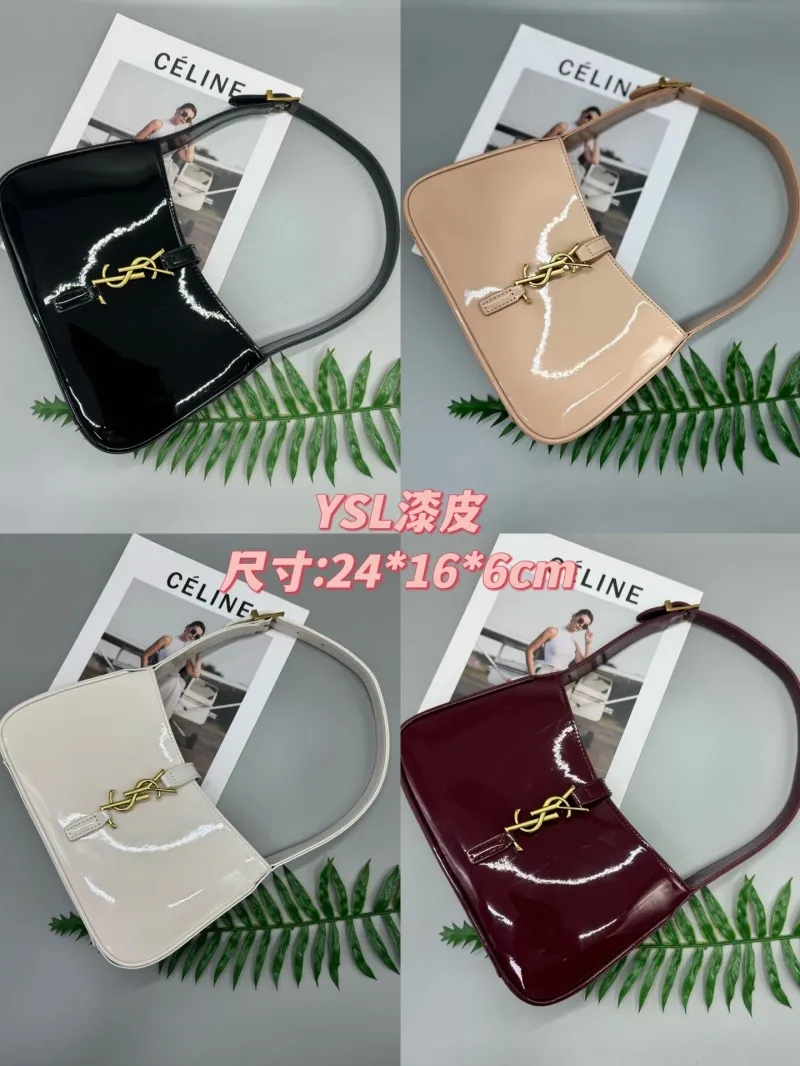 YSL White Patent Leather Shoulder Bag 577 - Image 9