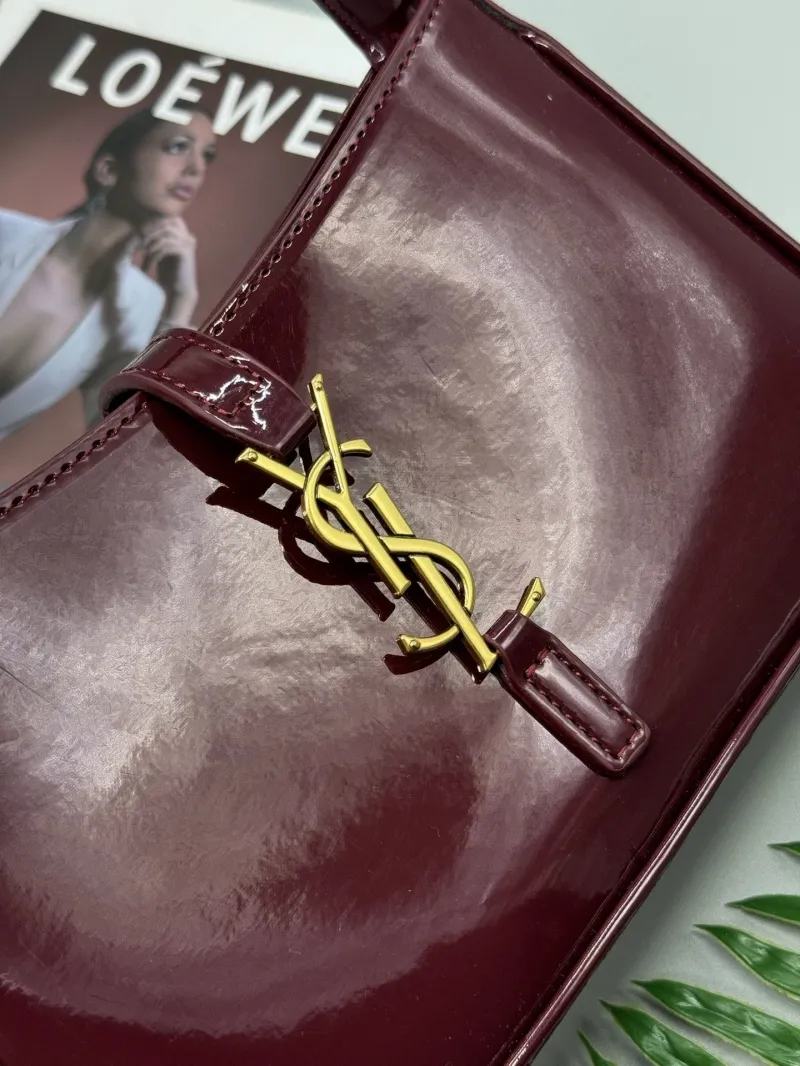 Alternative view of YSL Burgundy Patent Leather Top Handle Bag 578