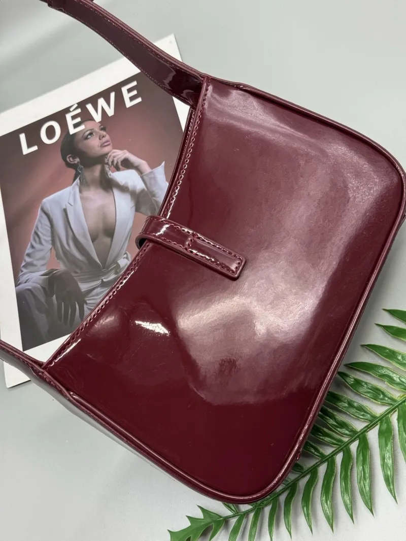 YSL Burgundy Patent Leather Top Handle Bag 578 - Image 3
