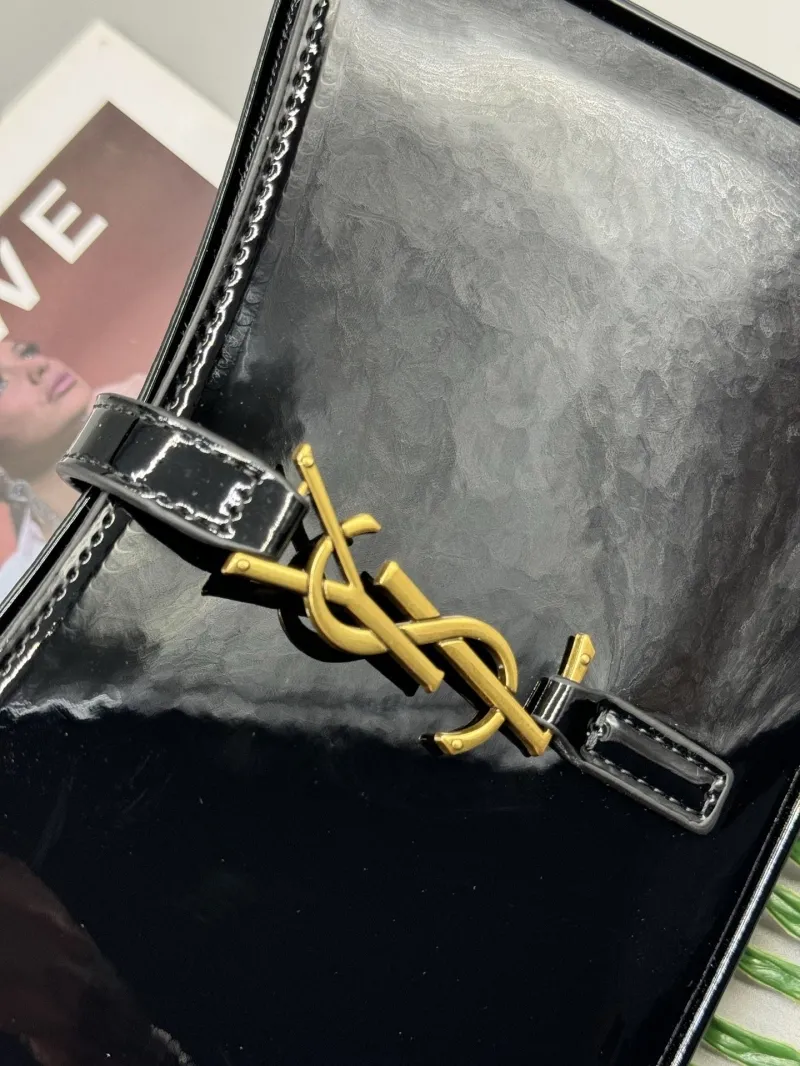 Alternative view of YSL Black Patent Leather Top Handle Bag 579