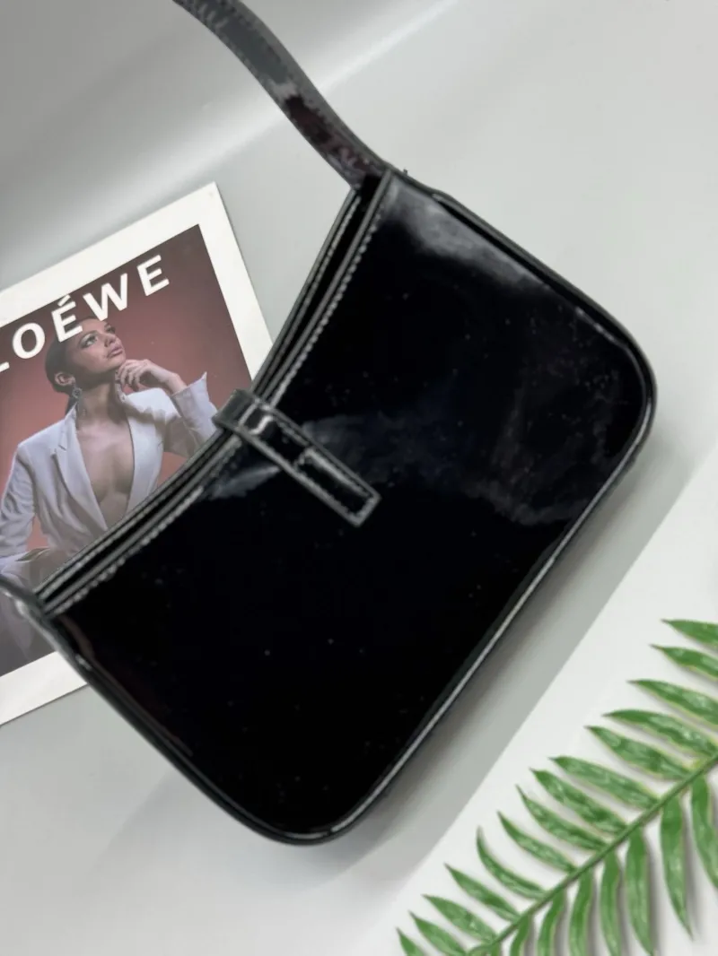 YSL Black Patent Leather Top Handle Bag 579 - Image 3