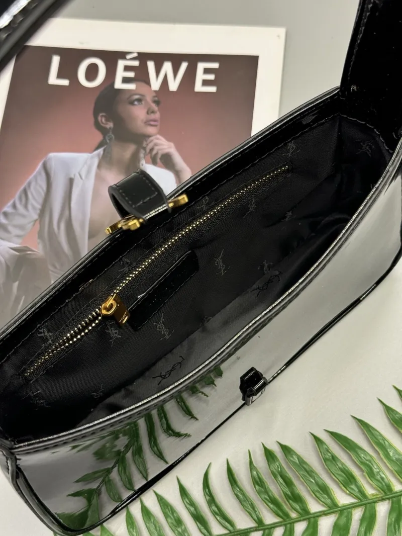 YSL Black Patent Leather Top Handle Bag 579 - Image 4