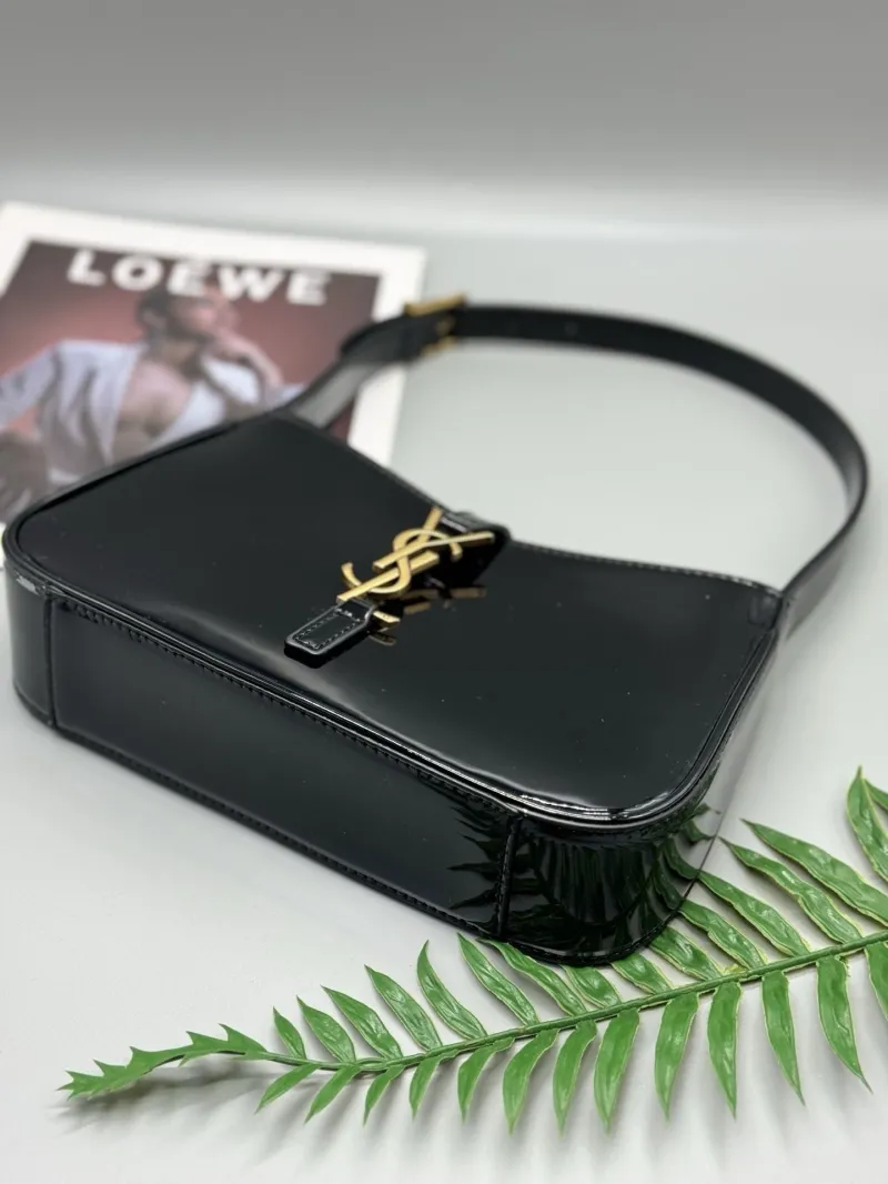 YSL Black Patent Leather Top Handle Bag 579 - Image 8