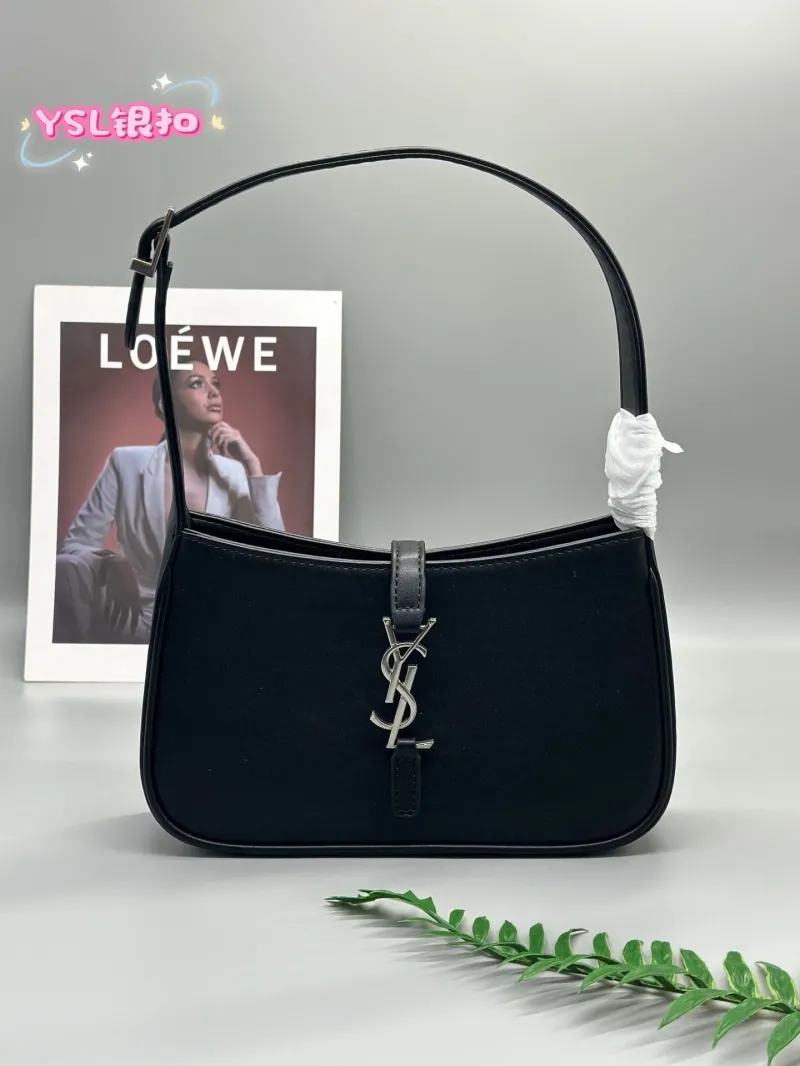 YSL Black Leather Hobo Bag 580