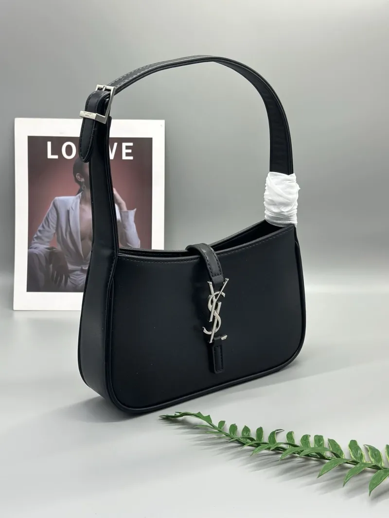 Alternative view of YSL Black Leather Hobo Bag 580