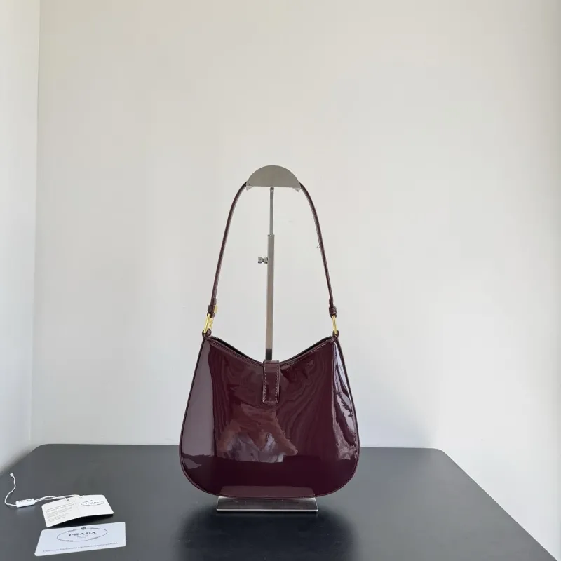 Alternative view of Prada Burgundy Patent Leather Hobo Shoulder Bag