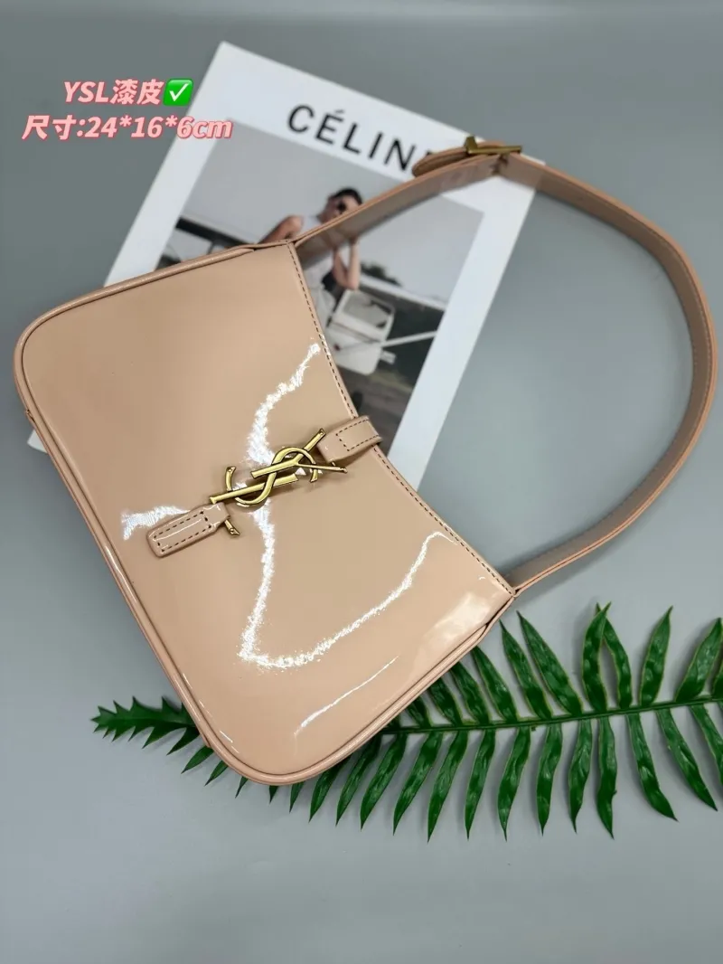 YSL Nude Patent Leather Top Handle Bag 586