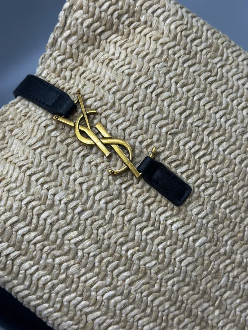 YSL Woven Raffia Hobo Shoulder Bag 587 - Image 4
