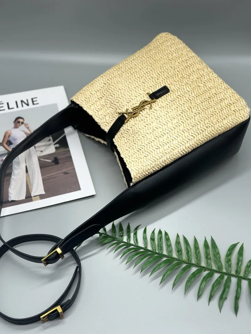 YSL Woven Raffia Hobo Shoulder Bag 587 - Image 6