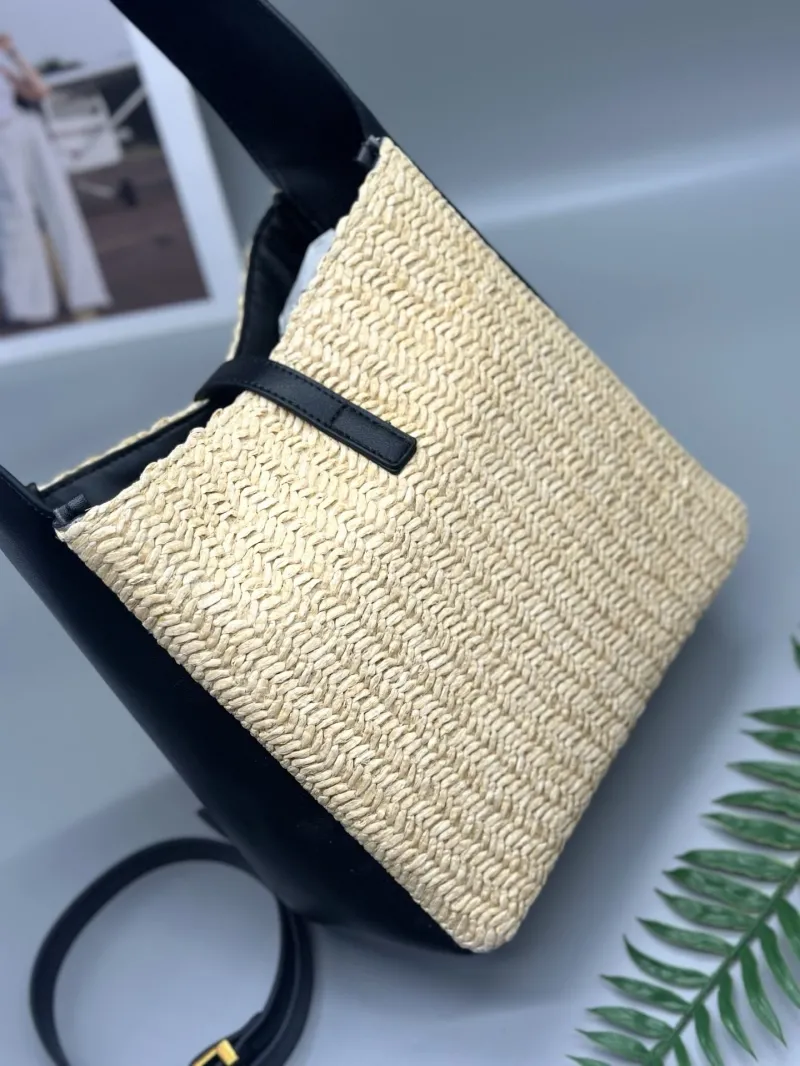 YSL Woven Raffia Hobo Shoulder Bag 587 - Image 7