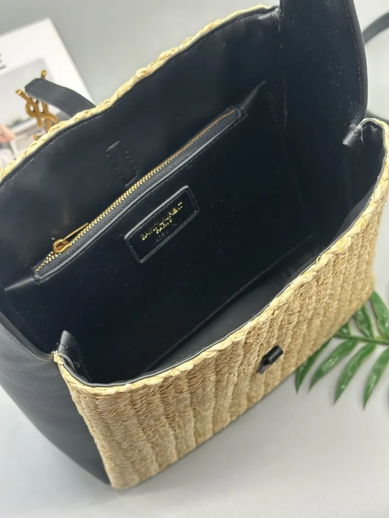 YSL Woven Raffia Hobo Shoulder Bag 587 - Image 8