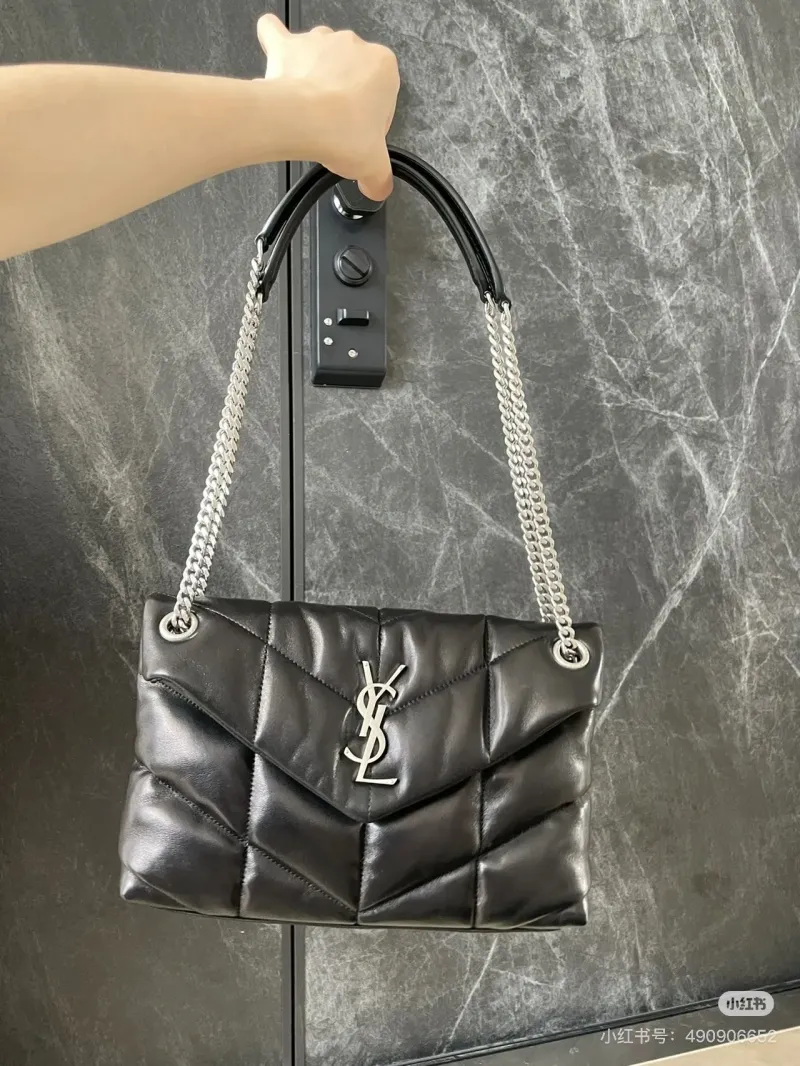YSL Black Quilted Top Handle Shoulder Bag 589