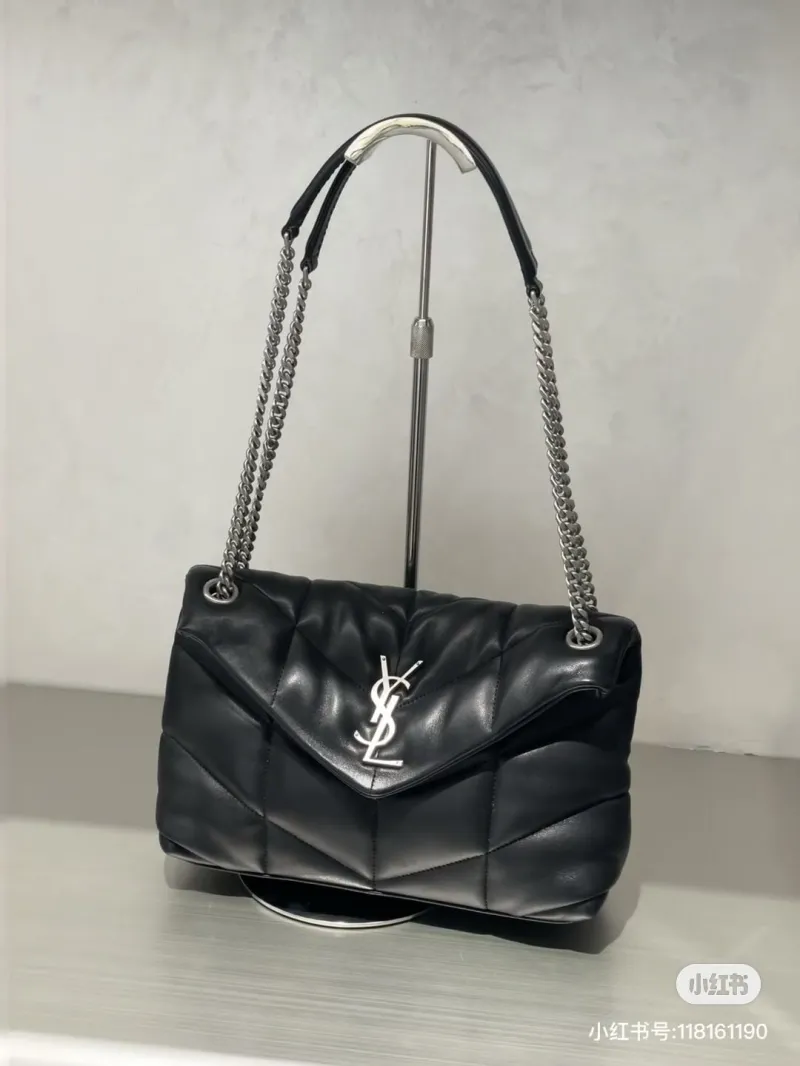 Alternative view of YSL Black Quilted Top Handle Shoulder Bag 589