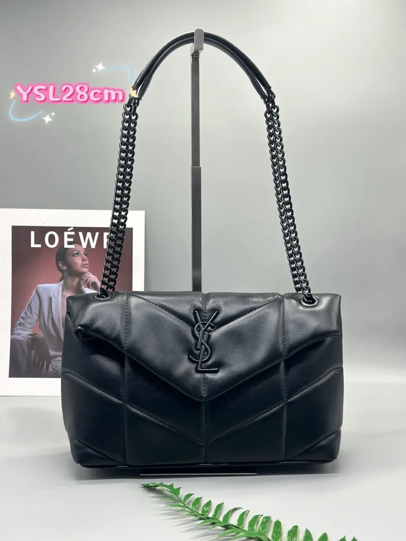 YSL Black 28cm Quilted Shoulder Bag