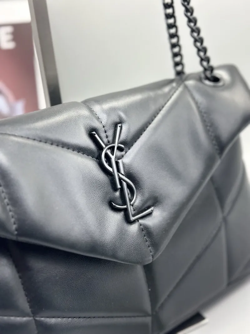 YSL Black 28cm Quilted Shoulder Bag - Image 3