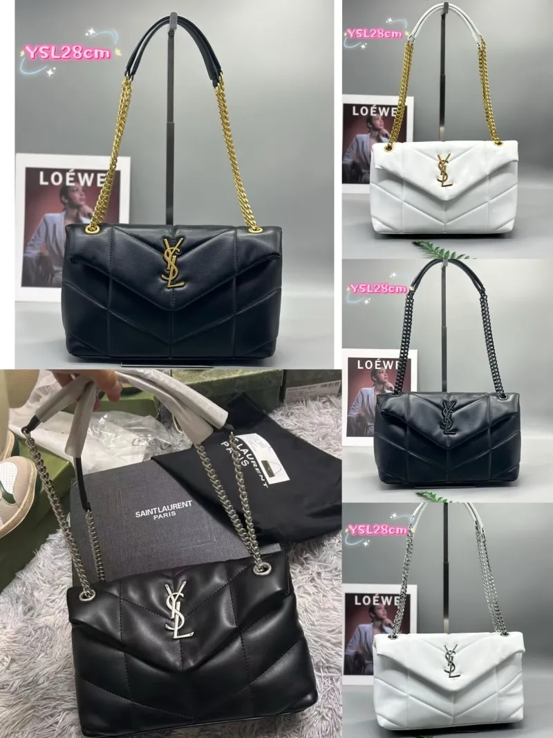 YSL Black 28cm Quilted Shoulder Bag - Image 9
