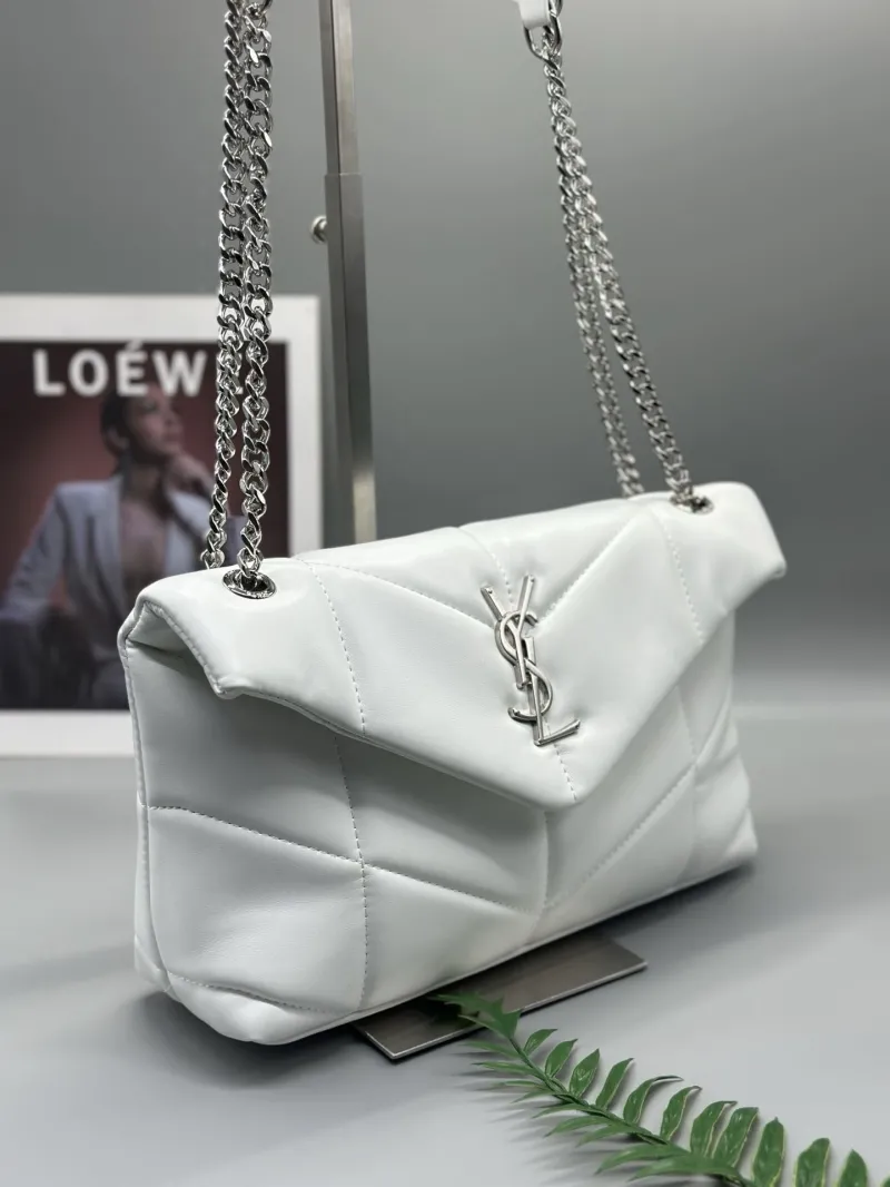 Alternative view of YSL White 28cm Quilted Chain Shoulder Bag