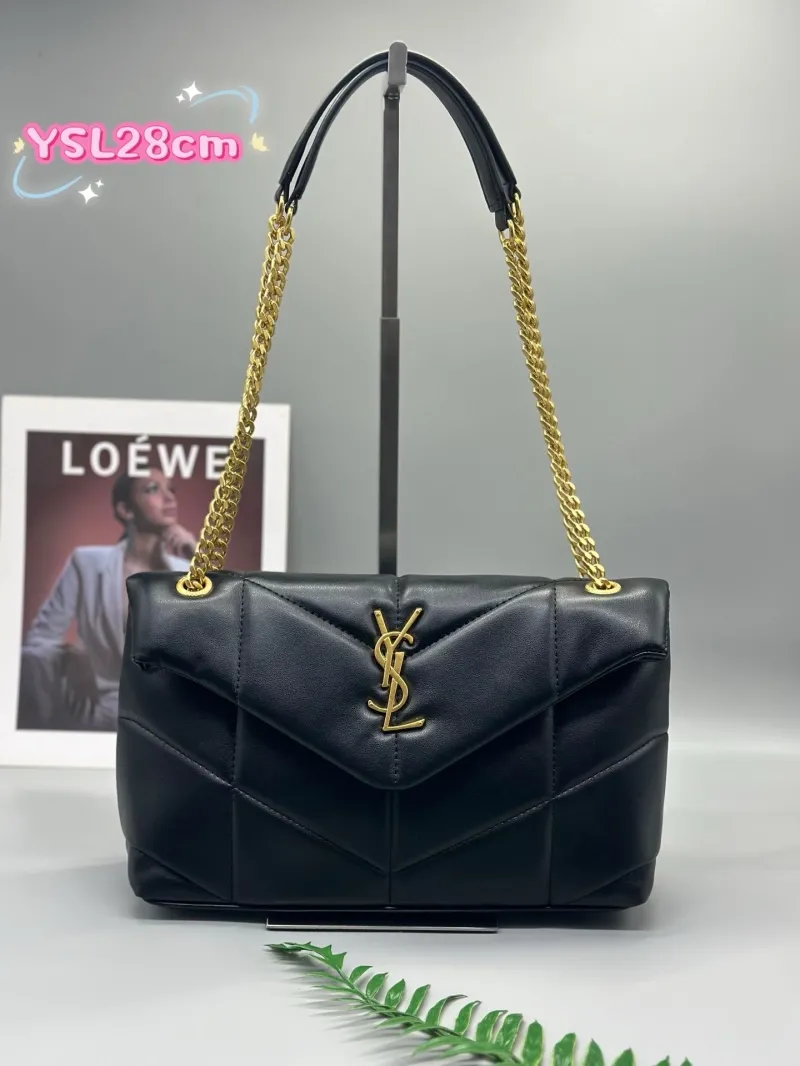 YSL Black 28cm Top Handle Bag 593