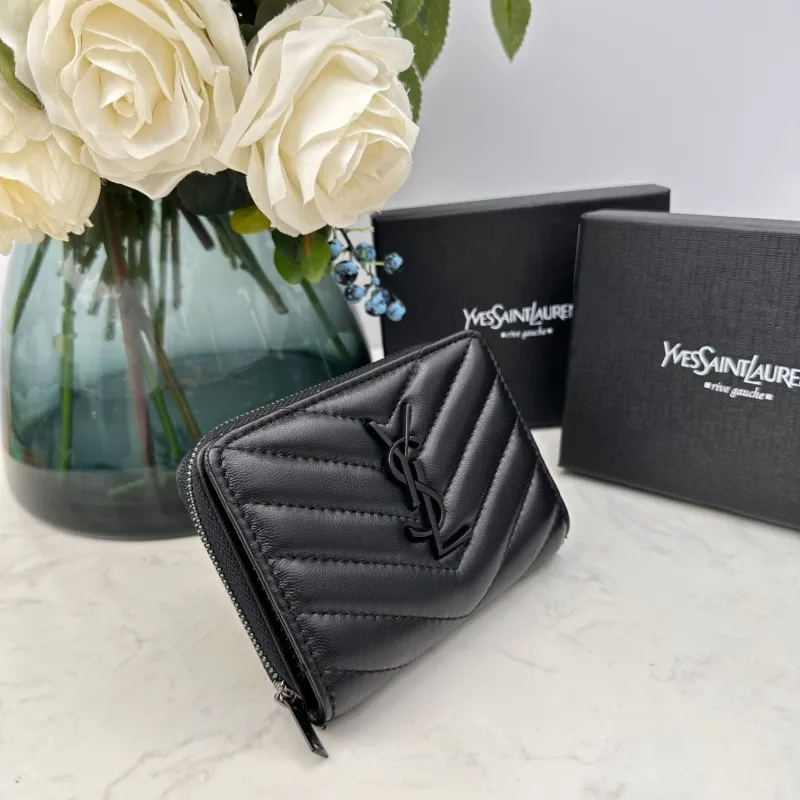 Alternative view of YSL Black Quilted Zip Wallet 594