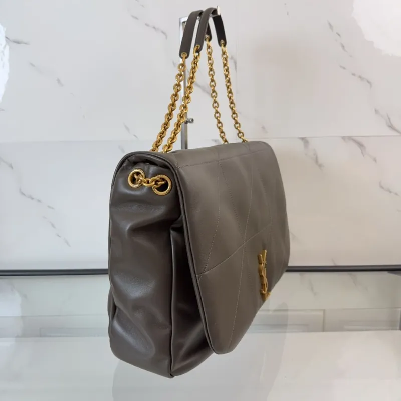 YSL Dark Brown Quilted Chain Shoulder Bag 596 - Image 3