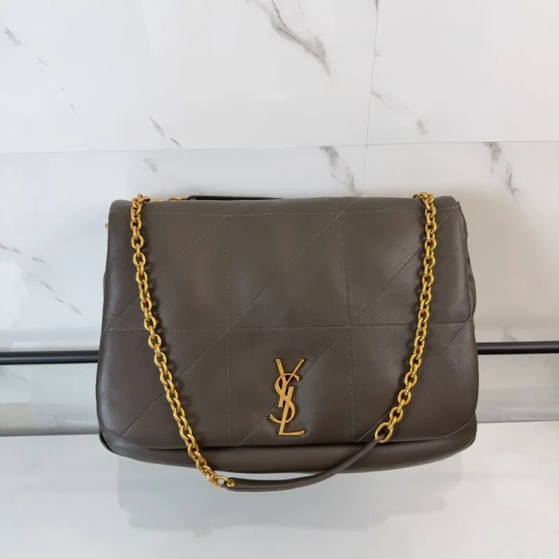 YSL Dark Brown Quilted Chain Shoulder Bag 596 - Image 5