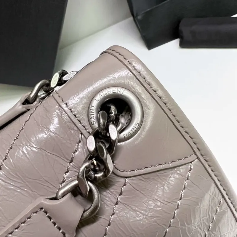YSL Gray Leather Top Handle Bag 604 - Image 5