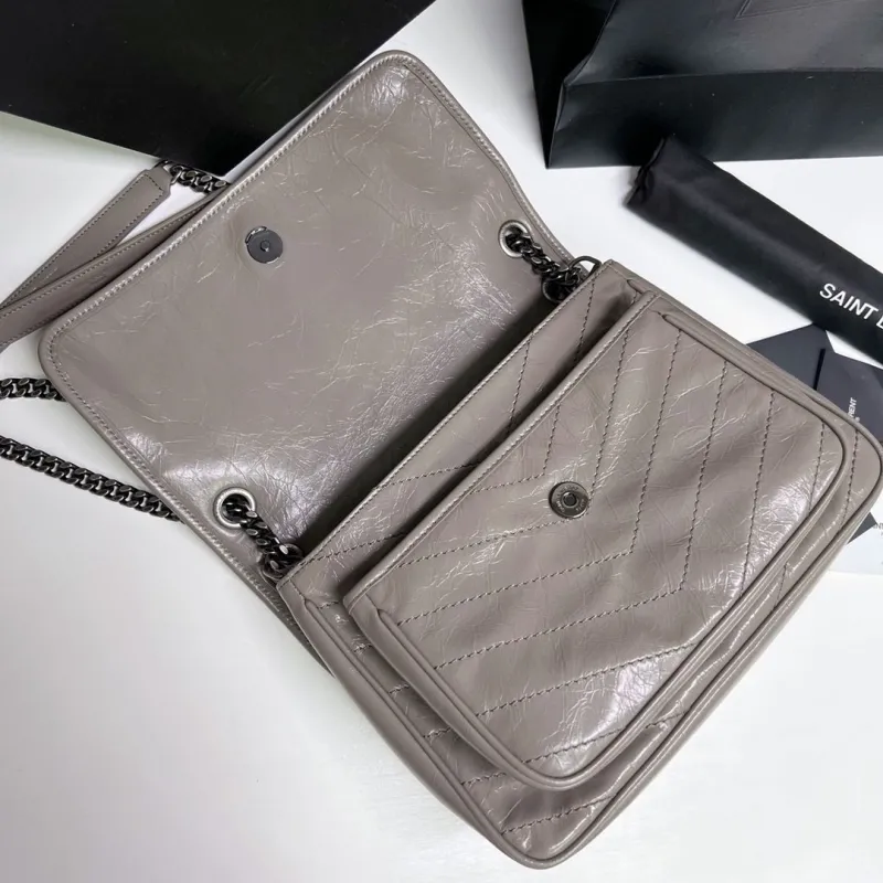 YSL Gray Leather Top Handle Bag 604 - Image 6