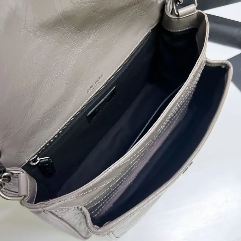 YSL Gray Leather Top Handle Bag 604 - Image 7